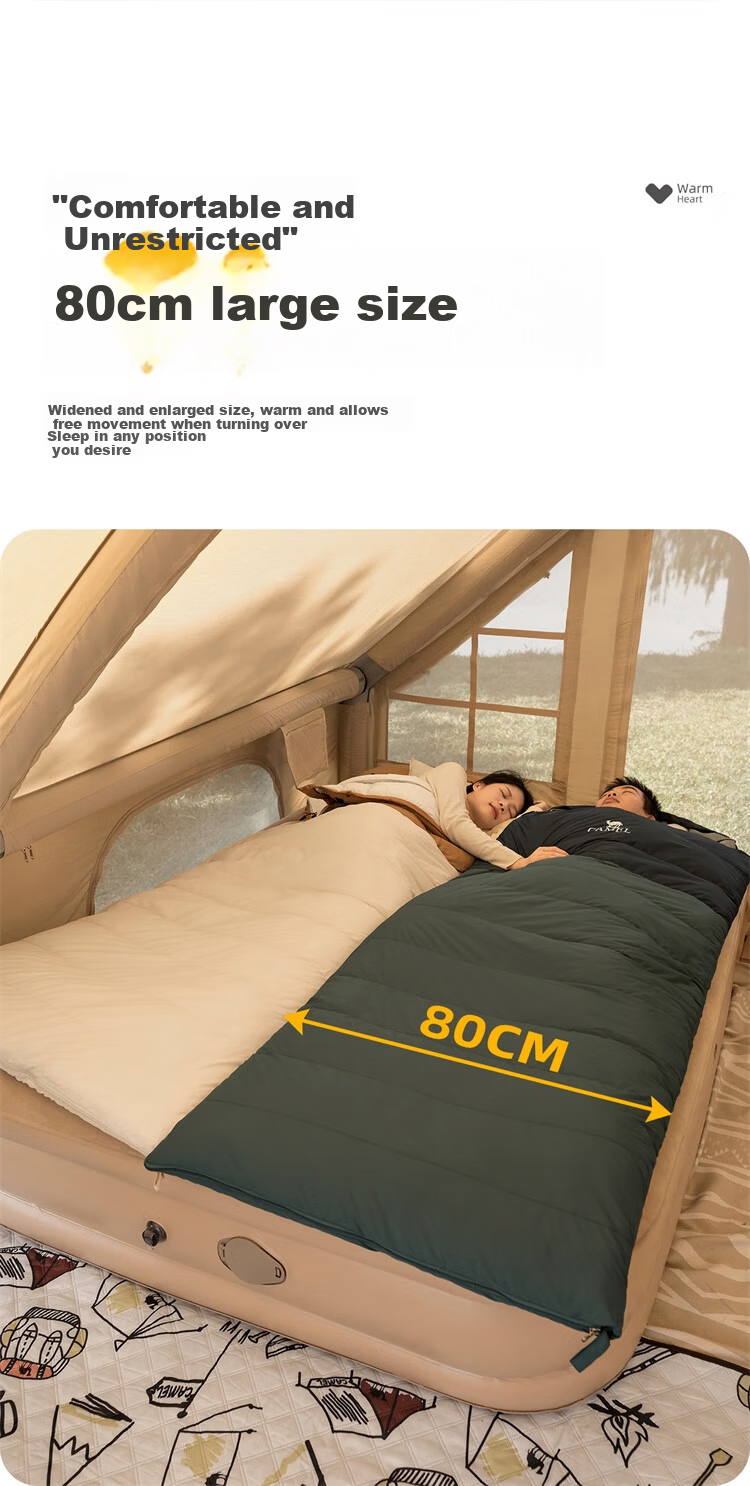 CAMEL Outdoor Camping Envelope Sleeping Bag, Winter Thickened Portable Wilderness Travel Nap Bag, 173CL05103, Emerald Gree 13