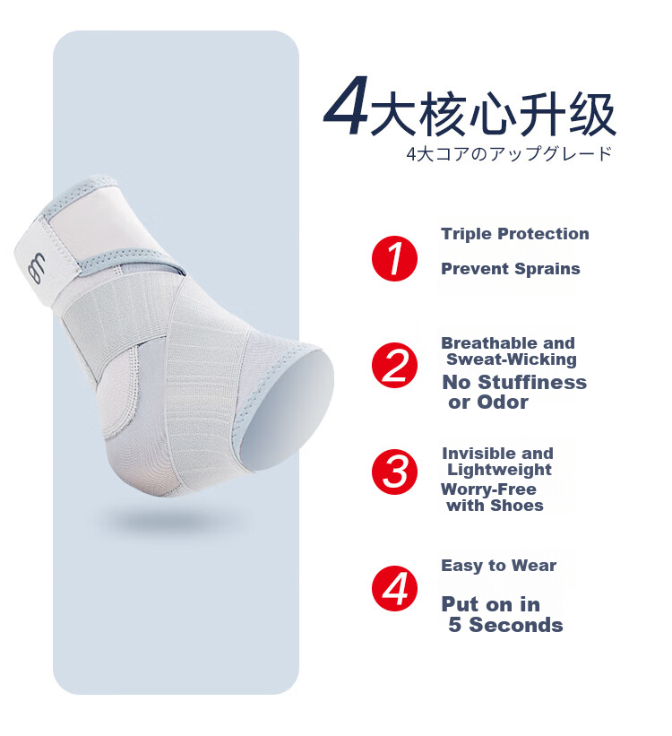 BM Medical Ankle Brace Ligament Injury Anti-Sprain Recovery Tendonitis Foot Ankle Joint Support 2