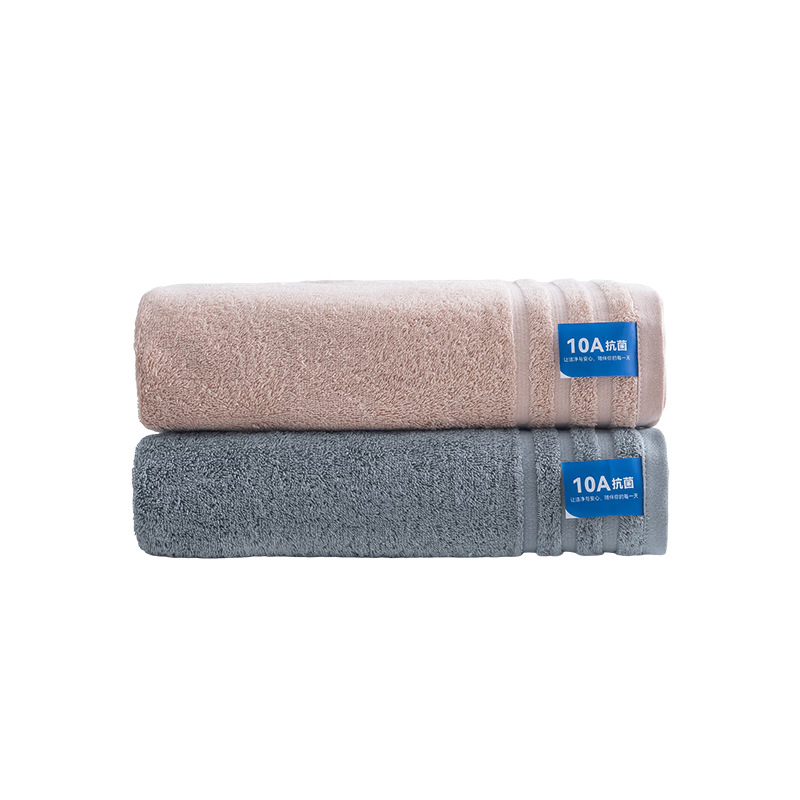 JD Jingzao 10A Antibacterial 100% Xinjiang Cotton Pure Cotton Towels 2-Pack, Lint-Resistant, Absorbent Face Towels, Gray + Pink