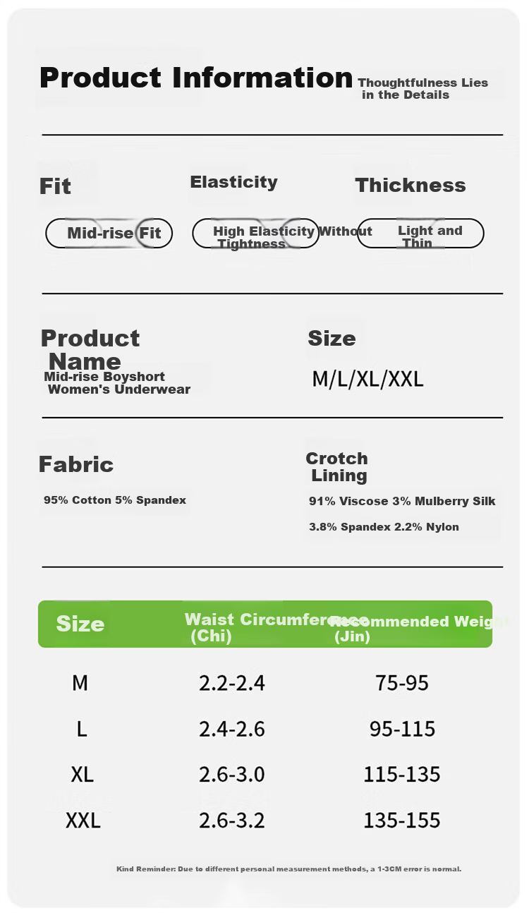 Ordifen Women's Boxer Briefs with Wide Waistband, Mulberry Silk Gusset, Antibacterial, Extended Crotch, 3-Pack 10