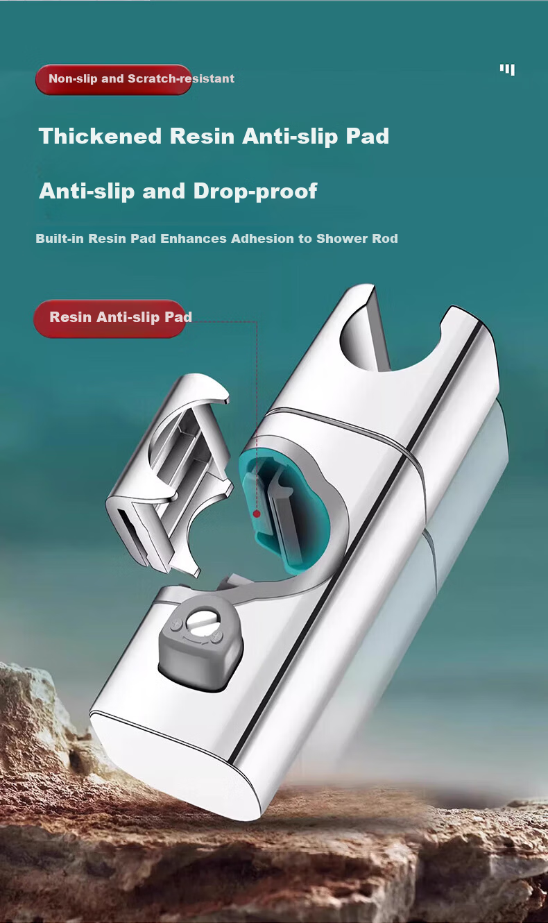 WUZORY [Germany] Pressurized Shower Head Holder, No-Drill Clip Fixed Sliding Bracket W121 15