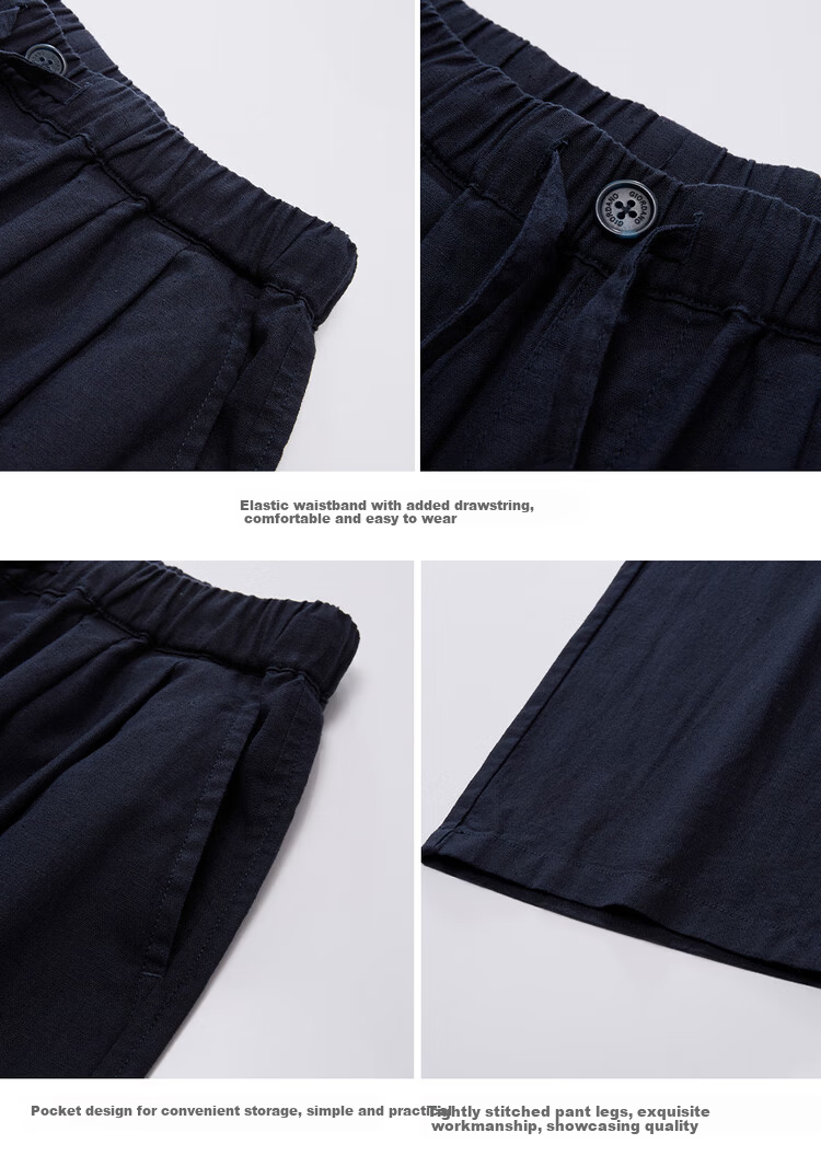 Giordano Women's Summer Linen Pants Cotton Linen Elastic Waist Loose Straight Casual Trousers 05416311 16