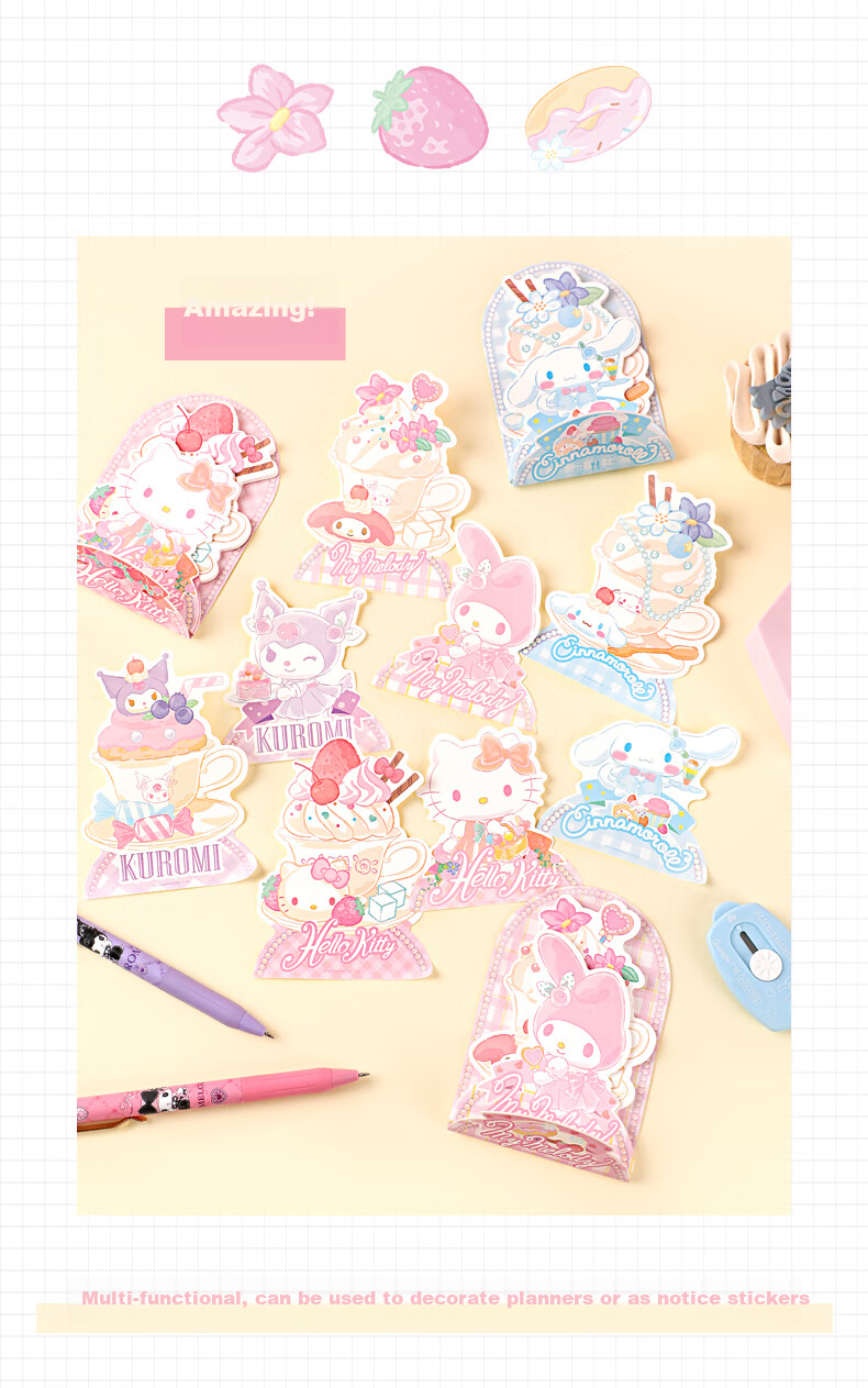 GuangBo X Sanrio Clown Fish Irregular Sticky Notes, Memo Pads, Refrigerator Message Boards, Self-Adhesive Notebooks with Random Patterns, 30 Sheets, 6 Designs/pack, KT86643 5
