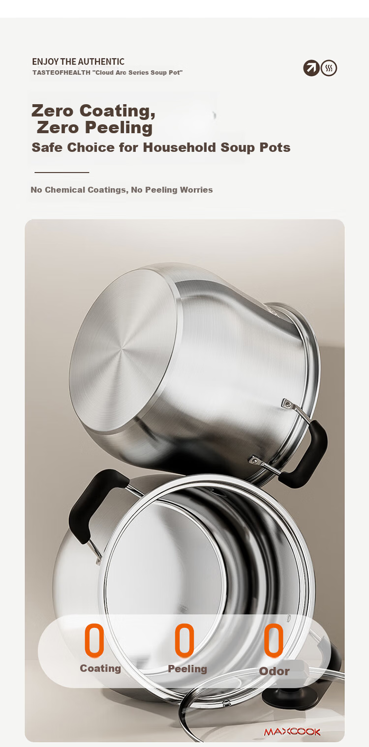 MAXCOOK 26cm 304 Stainless Steel Soup Pot with Composite Bottom, Compatible with Gas and Induction Cooktops MCT2641 3