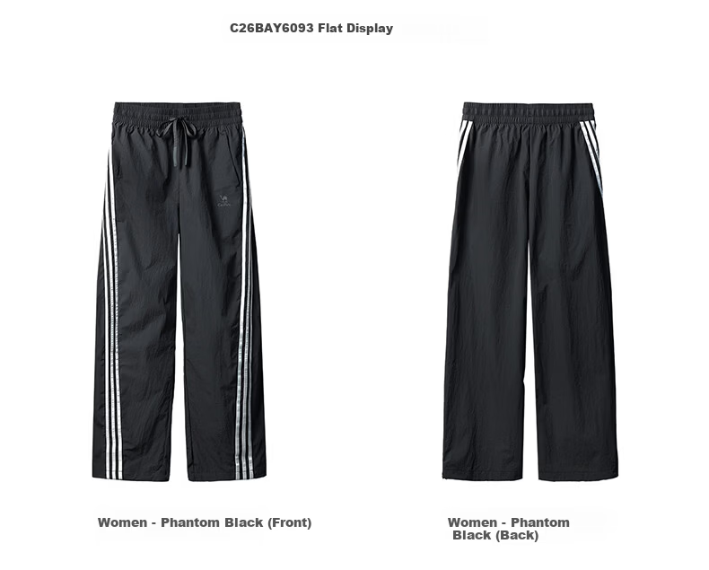 CAMEL Women's Sports Casual Pants American Retro Three-Stripe Straight-Leg C26BAYL6093 Phantom Black XL 3