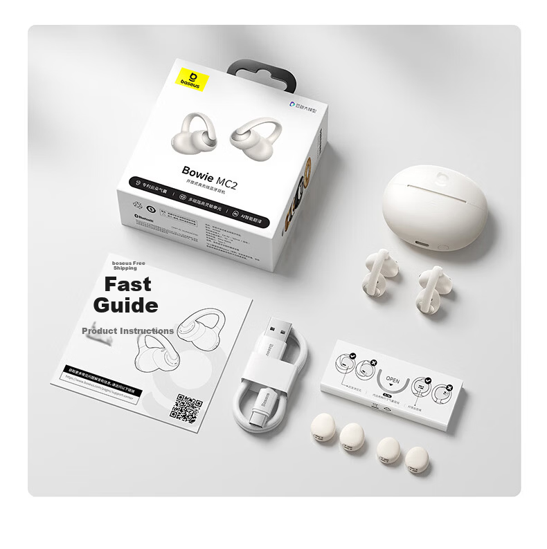 BASEUS [New Product | Exclusive First Release] MC2 Comfortable Ear Clip Bluetooth Headphones, Open-Style Non-In AI Translation Call Noise Reduction Sports Long Battery Life 2026 Latest Model 33