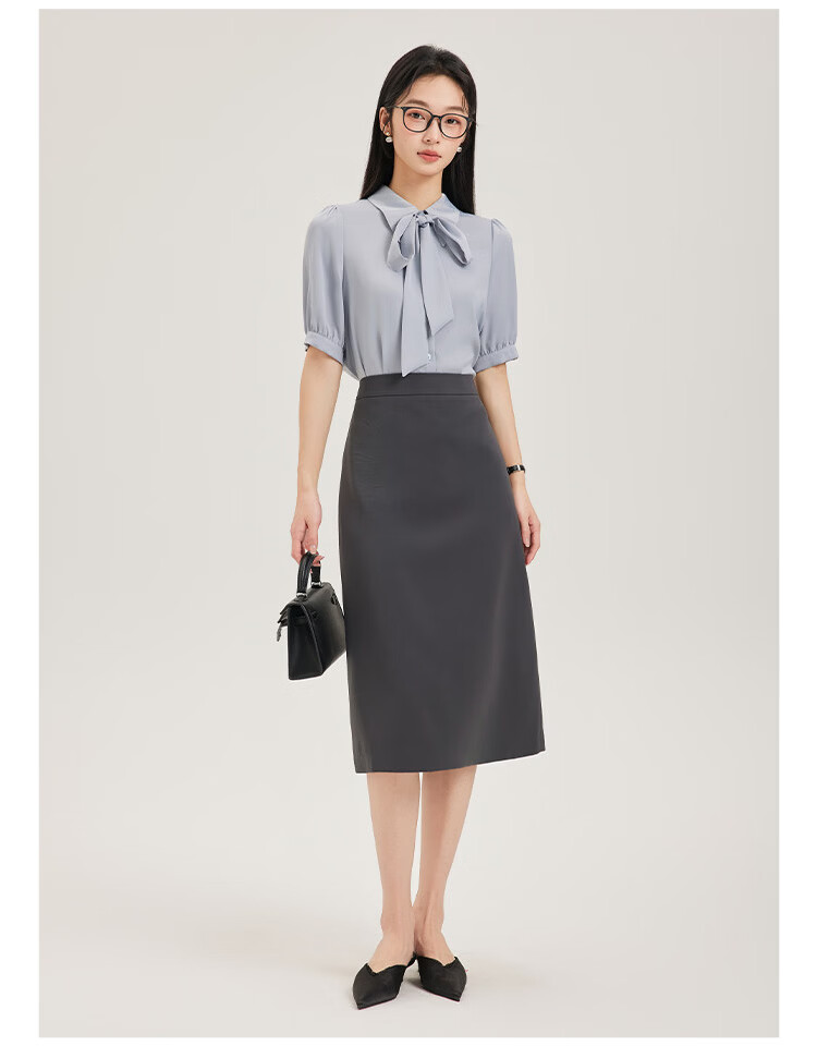Dajiasi Blue Short Sleeve Shirt Women's Formal 2026 Summer New High-End Stylish Blouse Interview Shirt for Women 16