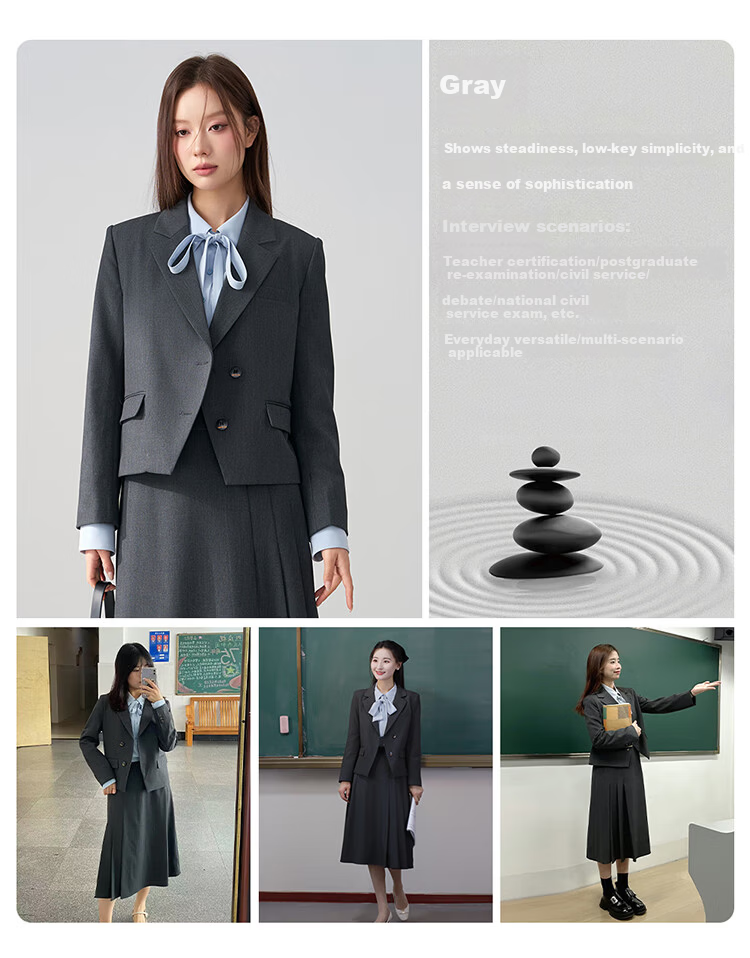 Miss Bird Gray Interview Blazer Women's Professional Commuter Lightweight Small Size Suit Jacket 5