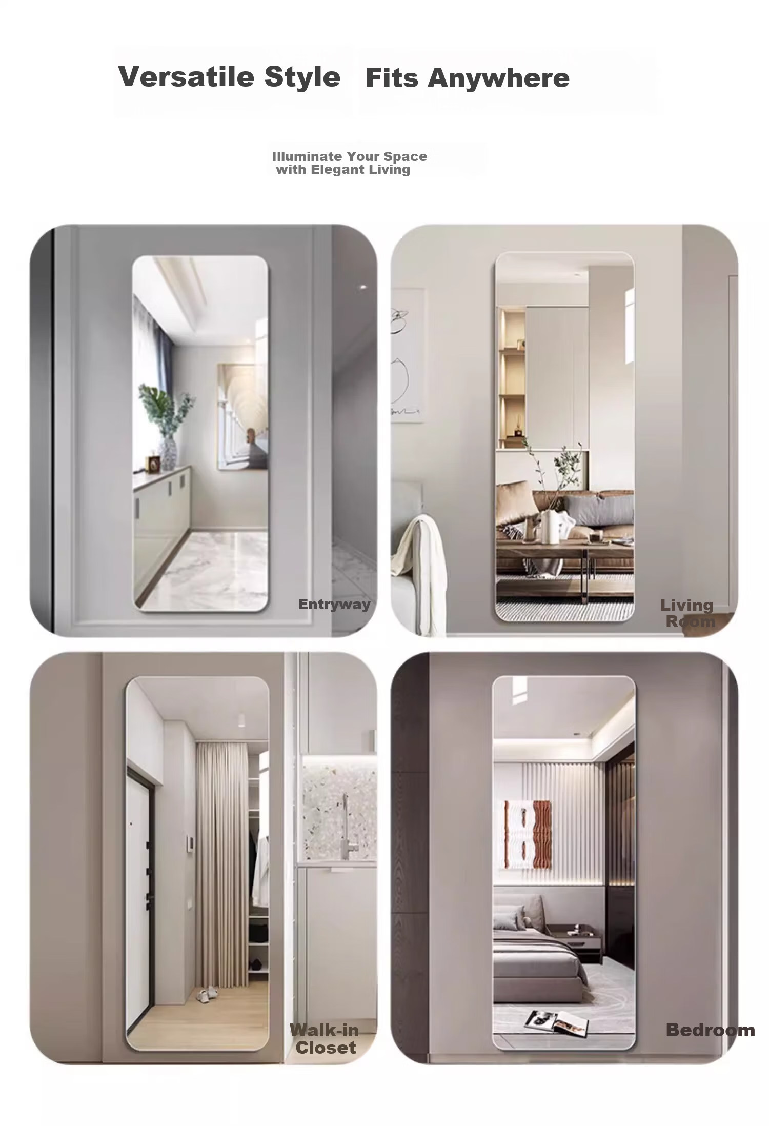 Xiangzhubian Frameless Wall-Mounted Self-Adhesive Full-Length Dressing Mirror for Dormitory Home Entrance Bedroom Glass 50*160cm 8