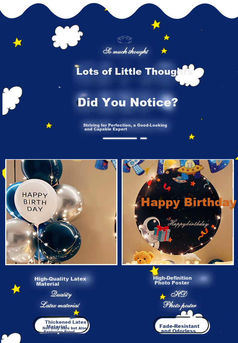 Domeyi Birthday Scene Decoration Boy Girl Birthday Balloon Set Luxury Latex Balloon Set with Lights 4