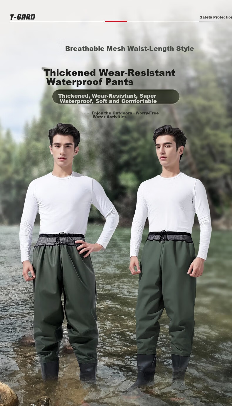 SHENGLI Waterproof Half-Length Fishing Pants Men's PVC Wading Rain Pants 45 Denier Green Size 44 1 Piece BWP45G 1