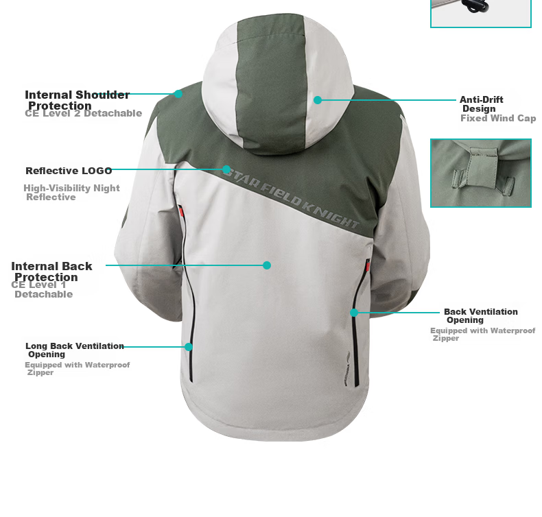 STAR FIELD KNIGHT Motorcycle Riding Jacket for Men, All-Season Use, Warm Fleece-Lined, Anti-Freeze, Water-Resistant, Motorbike Riding Windproof Coat, Size L 25