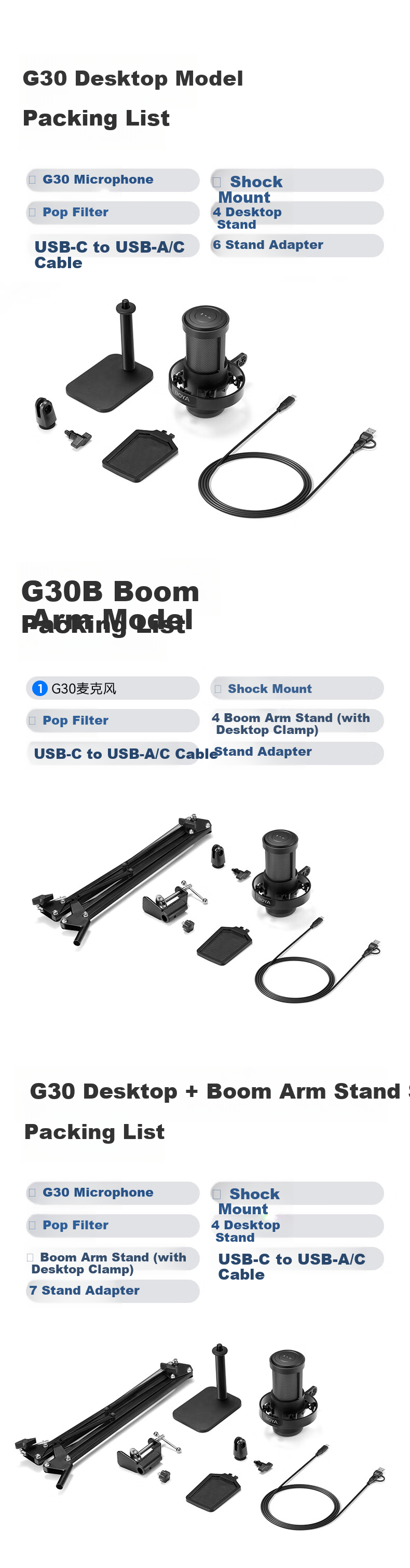 BOYA G30 Computer Live Streaming Microphone Gaming Condenser Desktop Microphone for K-Singing, Dubbing, Recording, Video Conferencing with Noise Reduction 11