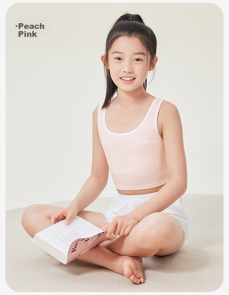 Jiusuiban Girls' Underwear, Children's Spring And Summer Mesh Thin Bra, Developmental Bra for Older Girls 8-10 Years Old, Sports Mid-Length Vest 13