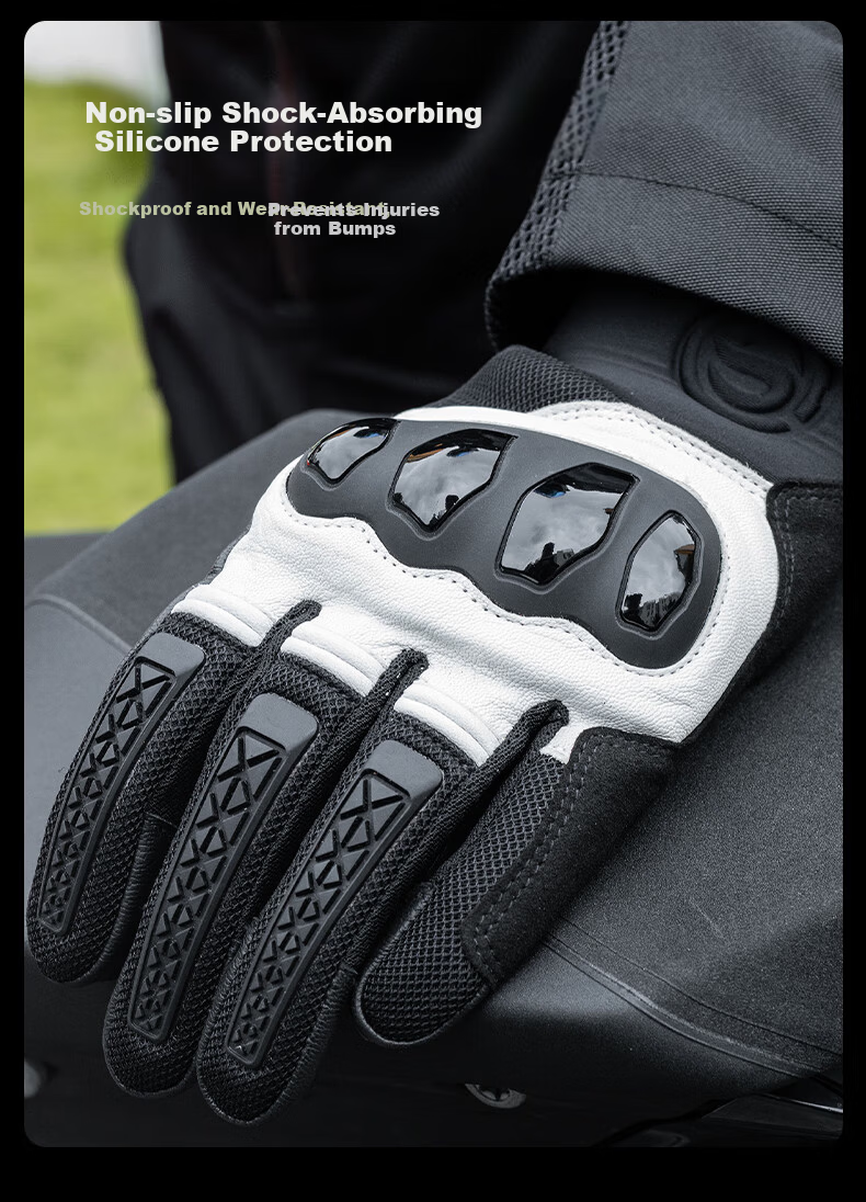STAR FIELD KNIGHT Motorcycle Riding Gloves Spring Summer Racing Silicone Non-Slip Wear-Resistant Gloves Riding Gear Black Size M 5