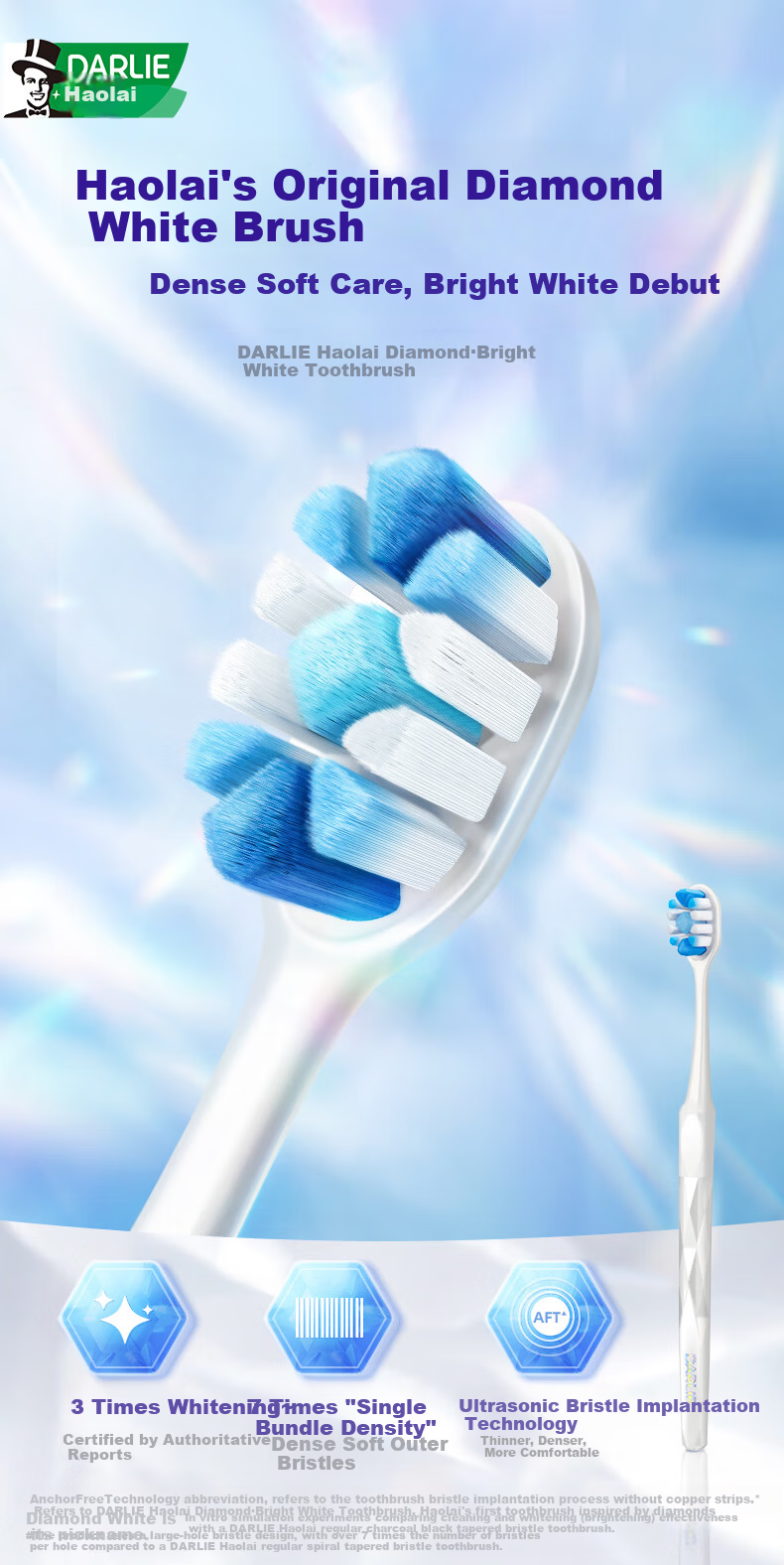 DARLIE Diamond White Clean Teeth Pressure Relief Gum Care Toothbrush Single Pack 2