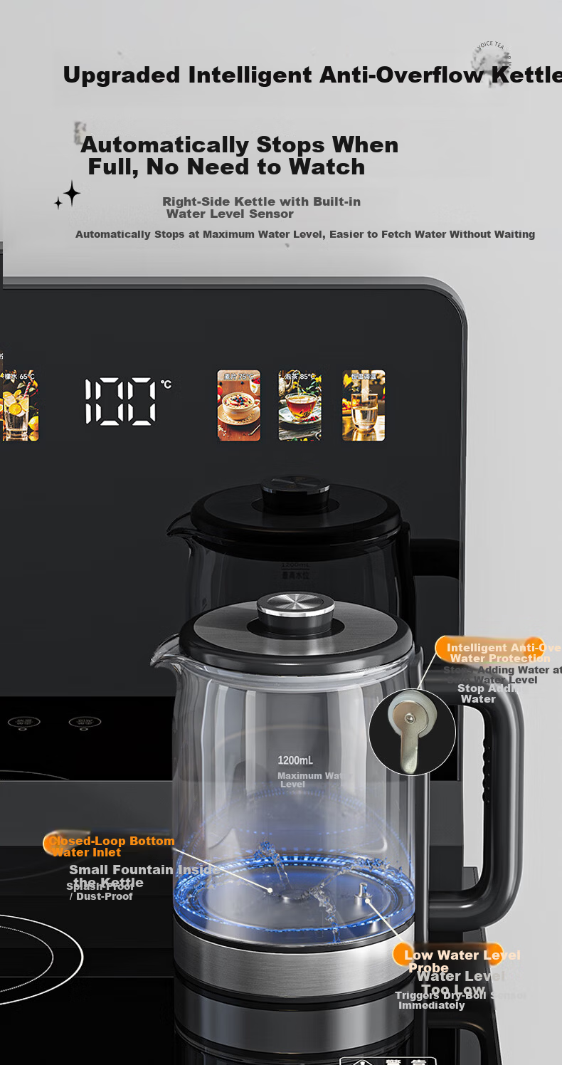 MeiLing Office High-End Water Dispenser Home Anti-Overflow Tea Bar Machine Upgraded Large Thin Screen Touch Control Bottom-Loading Vertical Tea Brewer Warm and Hot Model MY-DM7216 12