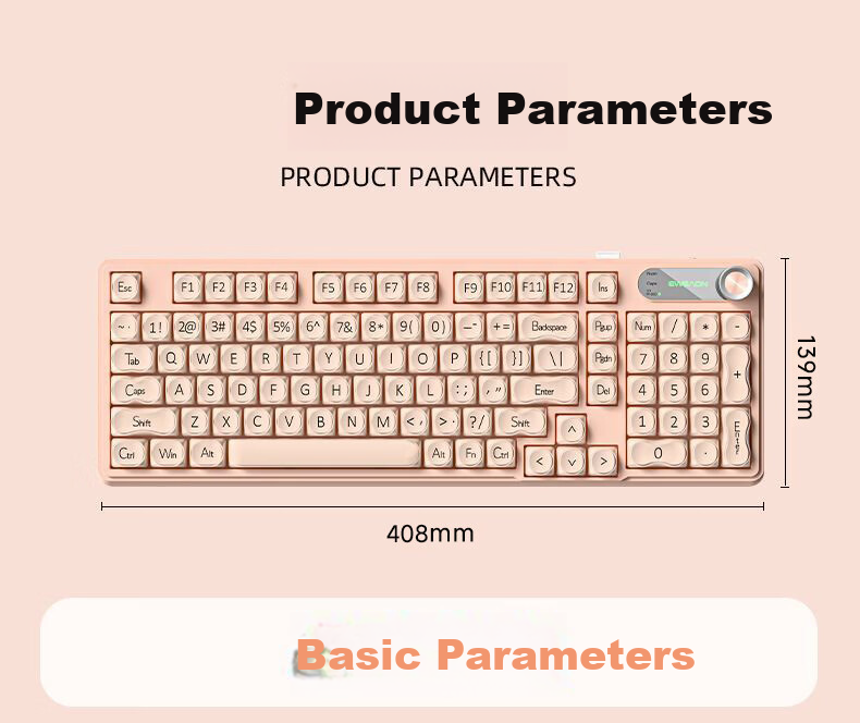 EWEADN V102Air Silent Mechanical Feel Wired Keyboard Pink Foundation High-Value Portable 98-Key Keyboard for Office Gaming Laptop Tablet Peripheral 12