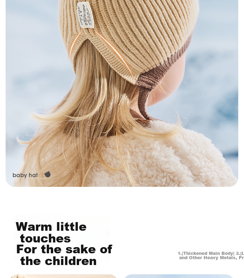 Beitais Baby Hat Autumn Winter Windproof Ear Protection Warm Children's Knitted Hat Cute Infant Seamless Knit Cap 10