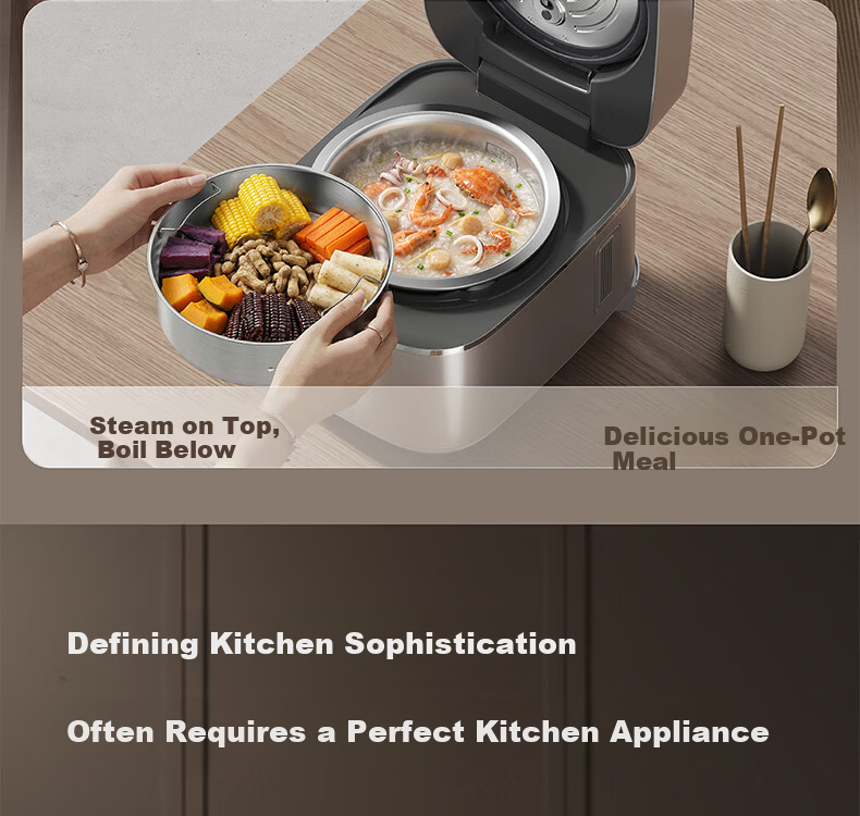 Joyoung Flagship Dual-Drive IH High-Purity Titanium 0-Coating Low-Sugar Rice Cooker 4L Stainless Steel Far-Infrared Air-Cooled Moisture Film 40N1U Pro2 30