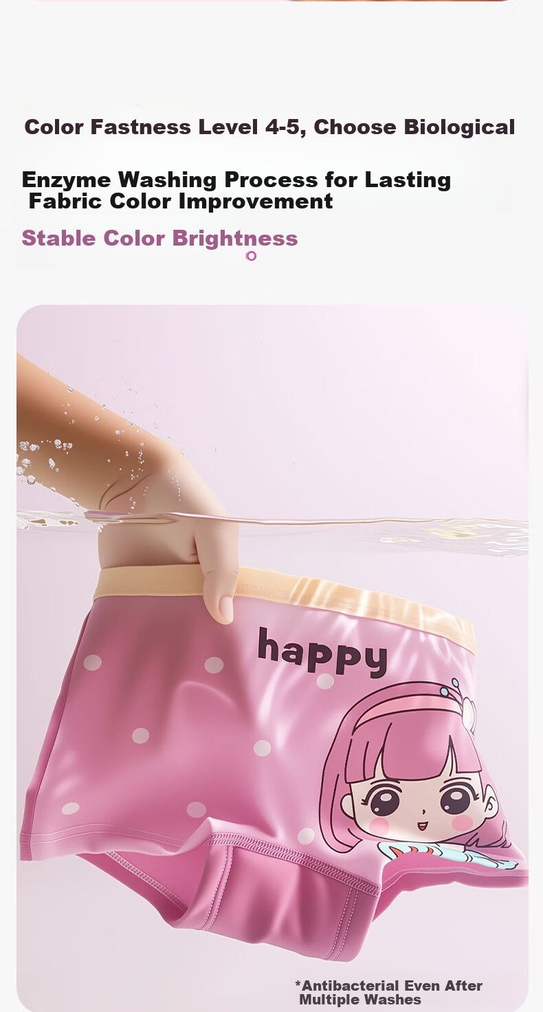 Bejirong 4-Pack Children's Underwear Girls Developmental Pure Cotton Antibacterial Boxer Shorts for Kids Age 10A Baby and Older Children 8