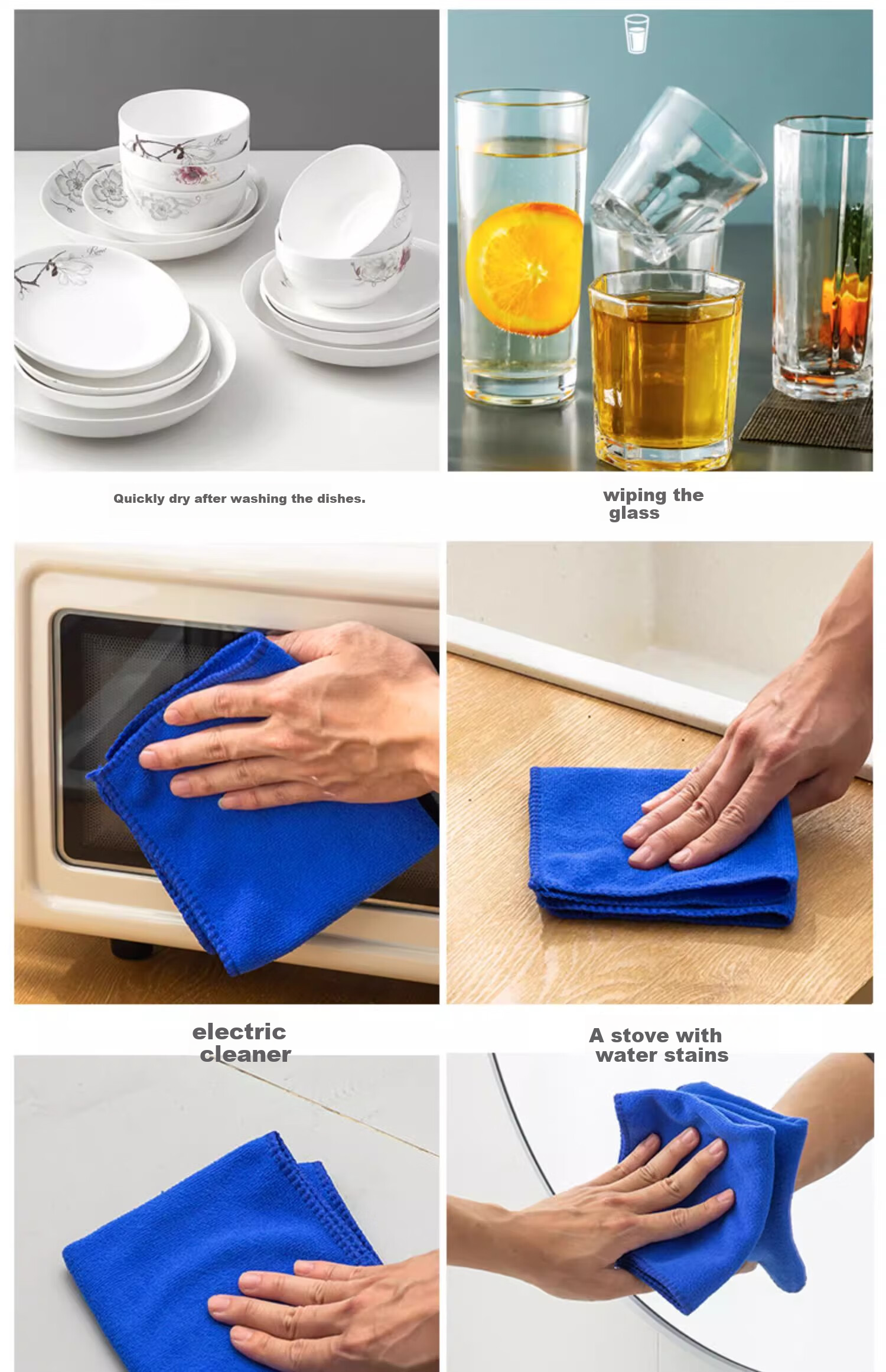 Guangduola Coral Fleece Kitchen Dishcloth Absorbent Streak-Free Lint-Free Oil-Resistant Cleaning Towel Scrub Cloth 11