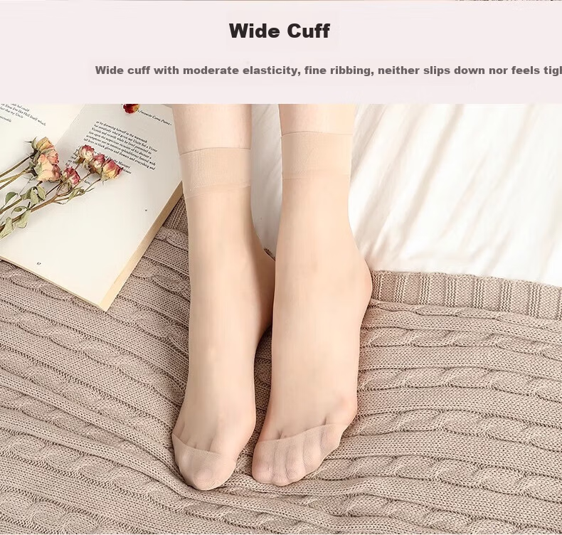 Me feeling Women's Summer Ultra-Thin Anti-Snag Durable Velvet Black and Nude Crystal Short Socks 8