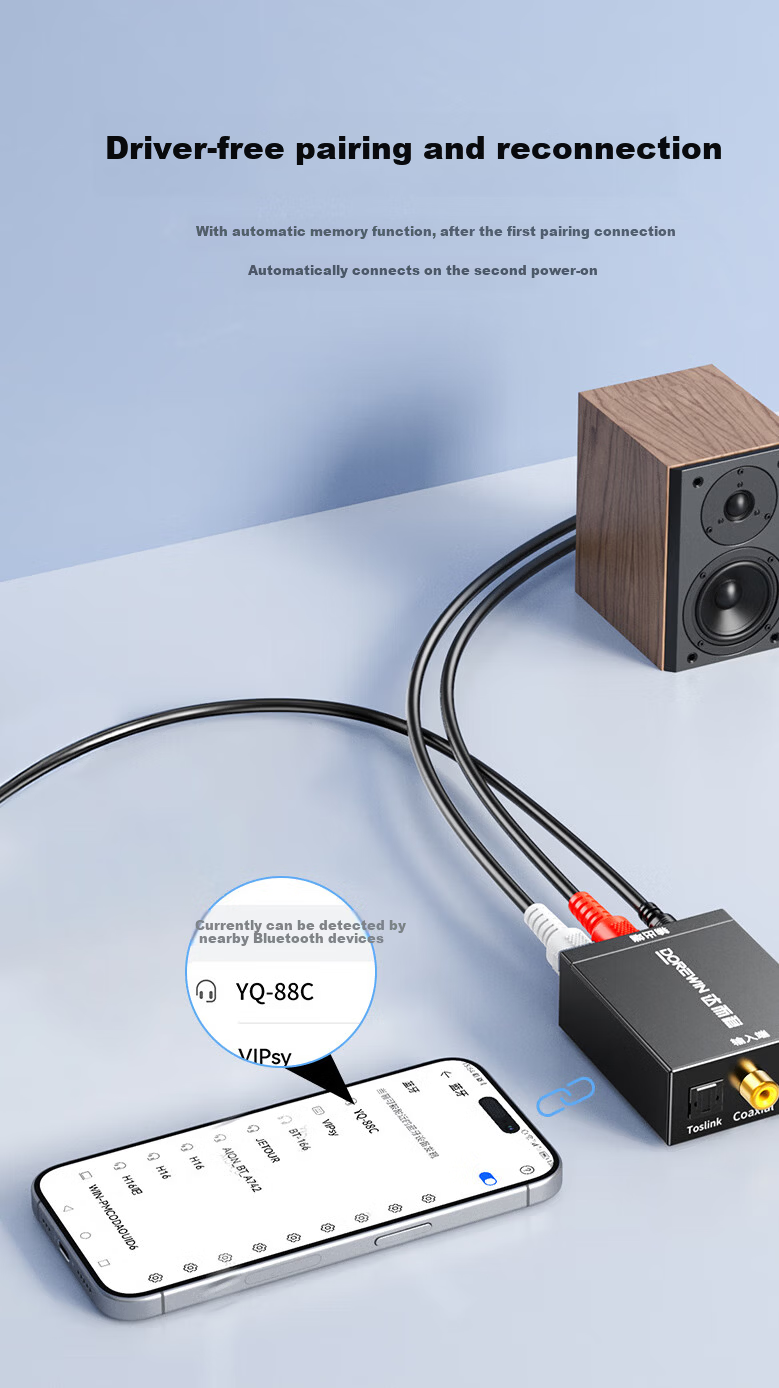DOREWIN Coaxial Audio Converter Digital Optical to Dual RCA Analog SPDIF 3.5mm to Dual RCA Bluetooth Adapter 11