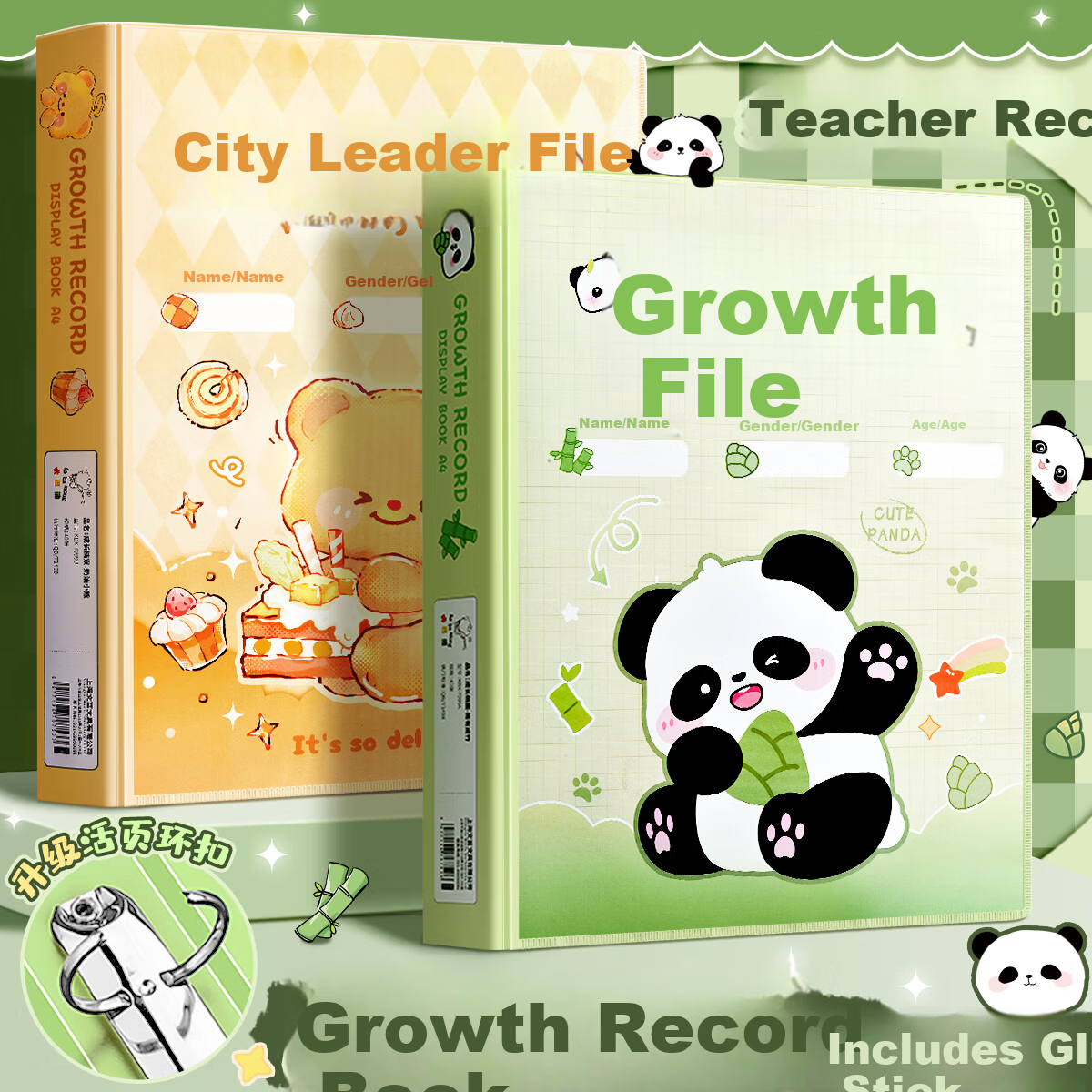 Shuxing A4 Growth File Record Book Loose-leaf DIY Manual Kindergarten Baby Transparent Photo Album Commemorative Certificate Collection Book Boys Girls Art Work Photo Storage Book