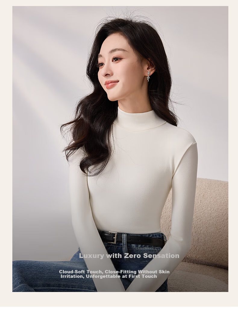 LangSha Women's Base Layer Top for Spring And Autumn, Thickened German Velvet Semi-Turtleneck Inner Wear, Elegant Slim-Fit High-End Long-Sleeve Undershirt 8