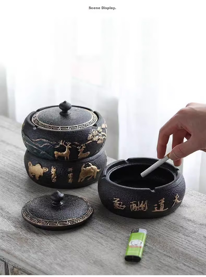 Bangu Mountain Home Ceramic Ashtray Upgrade No Lid Chinese Style Creative Personalized Office Decor 4