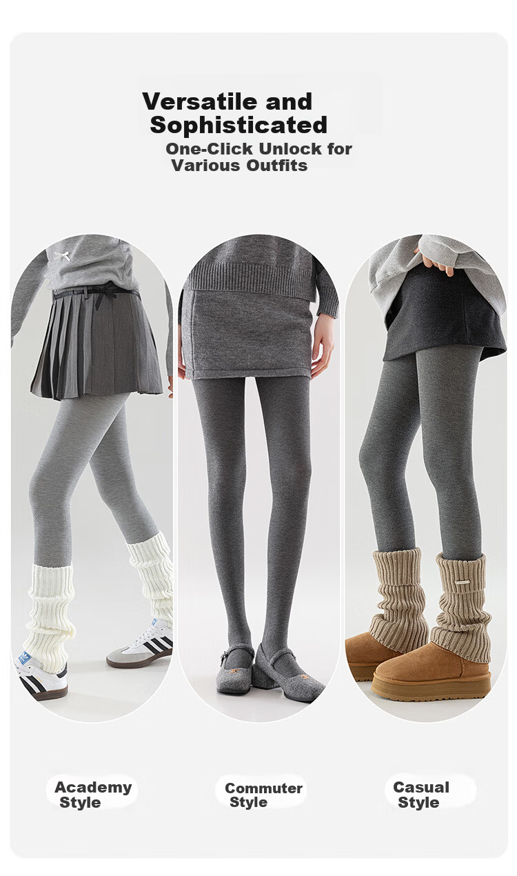 Nanjiren 300g Fleece-Lined Thick Leggings, Slimming Autumn And Winter Base Layer Pants for Women, Vertical Striped Tights, Warm Pants, Light Gray, Slip-O 14