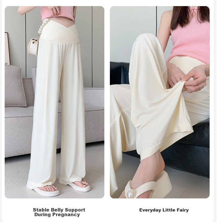 JOYNCLEON Maternity Pants Summer Low Waist Straight Leg Wide Leg Maternity Wear Black L Jyk176498 10
