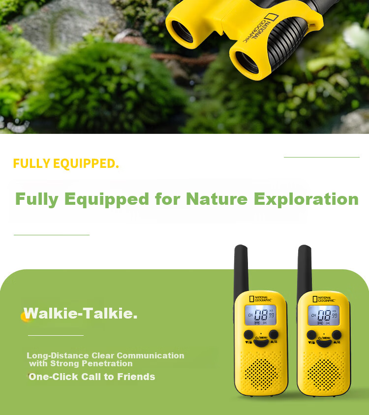 National Geographic Kids Binoculars Walkie Talkies Wireless Outdoor Toy Boys Gift Travel Set Holiday Gift 2