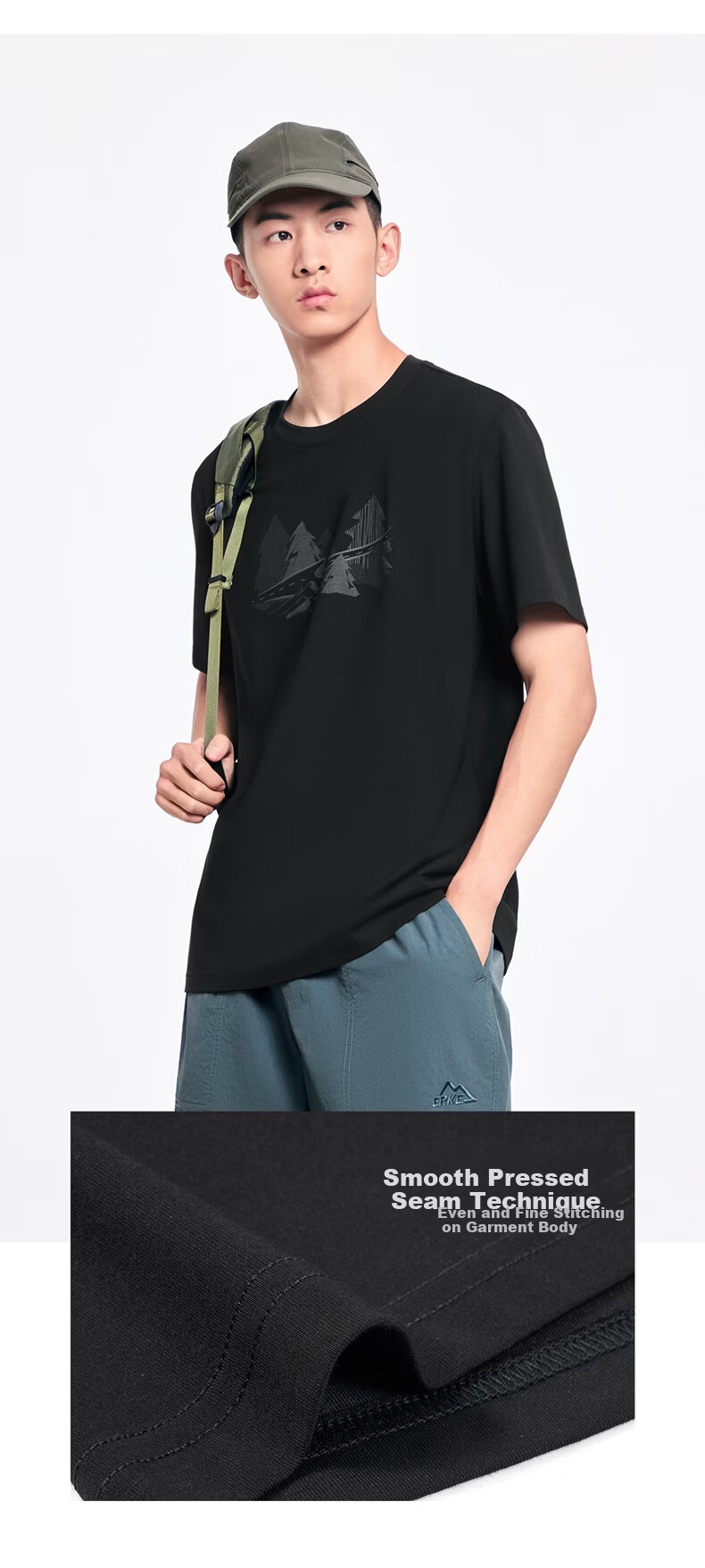 Erke Men's Crew Neck Short Sleeve Knit Shirt Summer Outdoor Casual Sports T-Shirt Fashion Basic Versatile Top 8