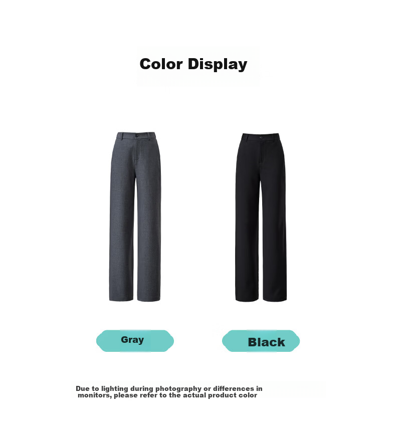 ESE-Y Women's Straight-Leg Suit Pants 2026 Spring Slim Casual Commuter Textured TR Narrow Black Size 26 22