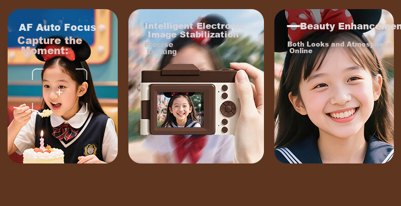 Disney Retro CCD Digital Camera with Flip Screen, Image Stabilization, Beauty Mode – Student Gift for Girlfriend's Birthday 520 8