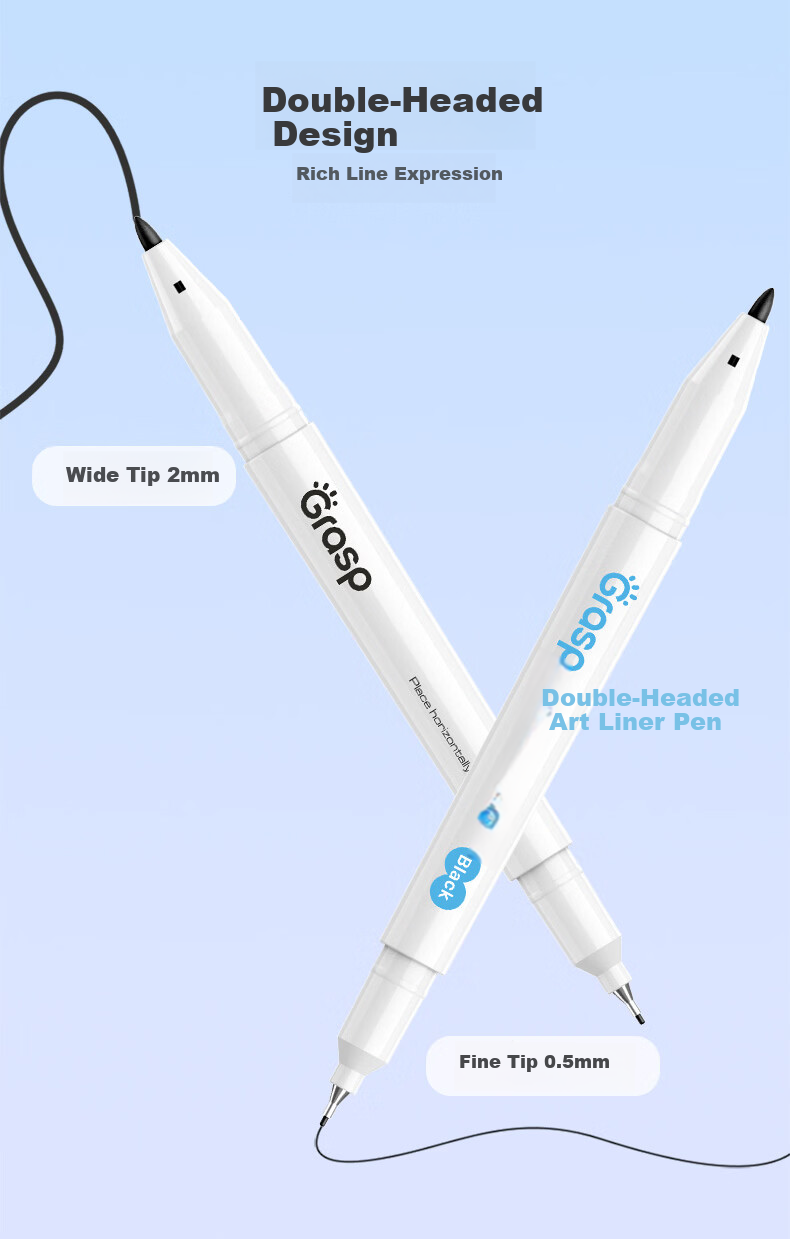 Black Outline Pen Set of 6 Waterproof Quick-Dry Dual-Tip Oil-Based Markers Odorless Safe for Children Elementary Students Drawing Sketching Photo Paper Signing Pens 3