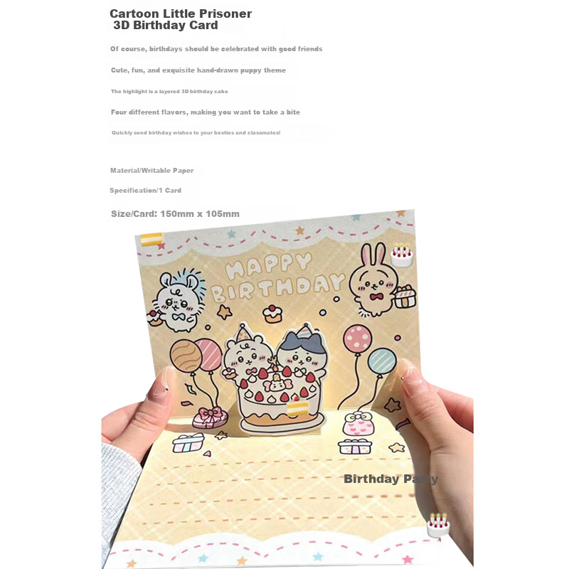 Mili 3D Pop-up Cake Birthday Card Handwritten for Boyfriend Girlfriend Teacher's Day Mother's Day 520 Gift