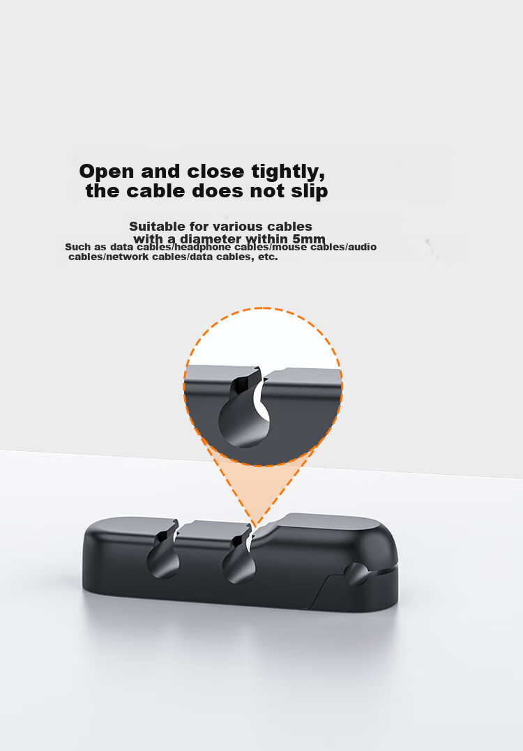 Superior Cable Organizer Desktop Hub Storage Management Power Data Cable Clip Wire Winder 3-Port 2-Pack OT1110ABK-3 3