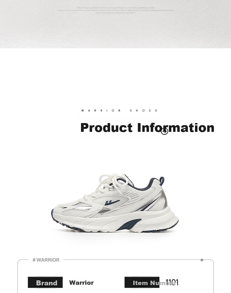 Warrior Official Women's Shoes 2026 Summer Mesh Sneakers Women's Dad Shoes Height Increasing Casual Shoes White Deep Blue Size 35 5