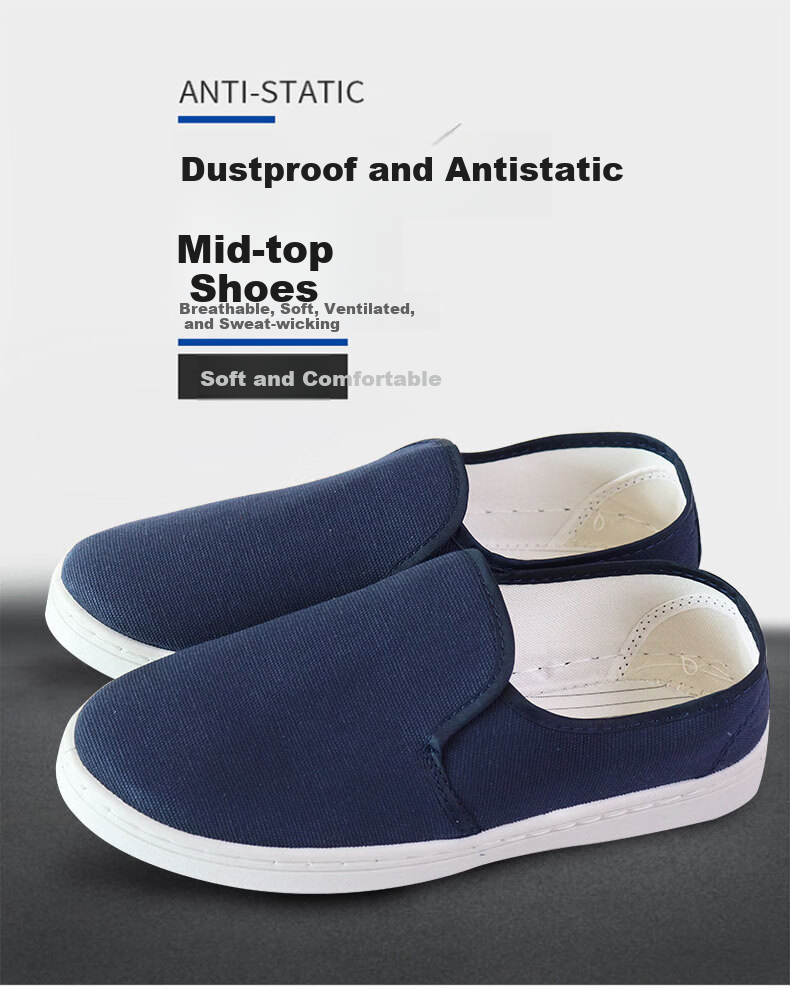 BAIGE Anti-Static Shoes, Dust-Free Shoes, Electronic Factory Men's And Women's Breathable Workshop Anti-Static Four-Hole Shoes, Work Shoes, Blue, Size 40, CW208512 2