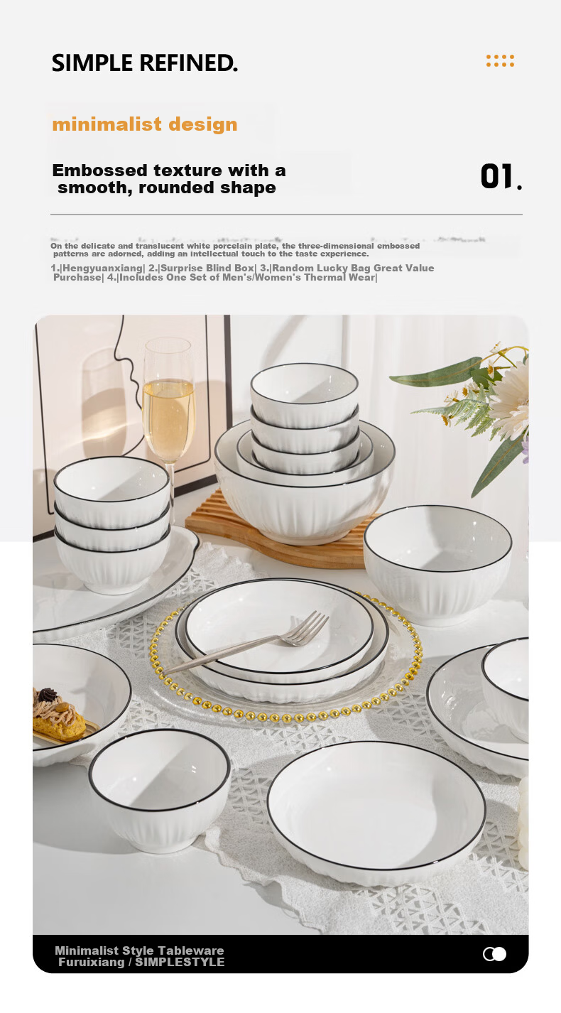 KANGQIN Underglaze Color Bowl and Plate Dinnerware Set, 20-Piece 4-Person Tableware Set, Upgraded Gift Box, Furuixiang Series 5