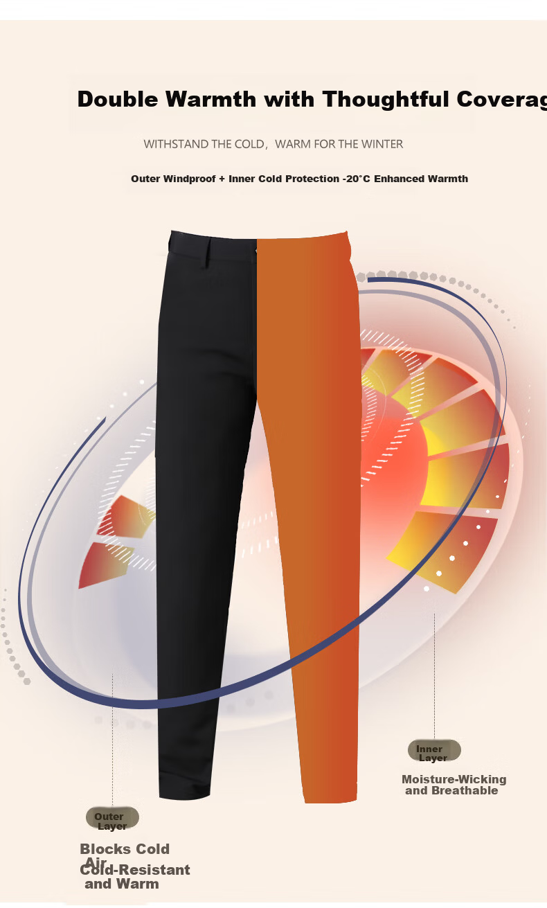 YAYA Men's 90% Goose Down Insulated Winter Suit Pants Thick Fleece Lined Straight Leg Trousers 3