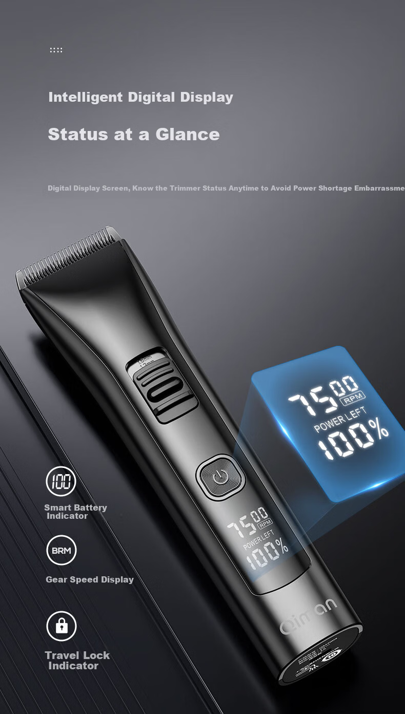 Qiman Professional Hair Clipper Electric Hair Trimmer Upgraded 2-Speed Power Men's Home Barber Haircut Tool 10