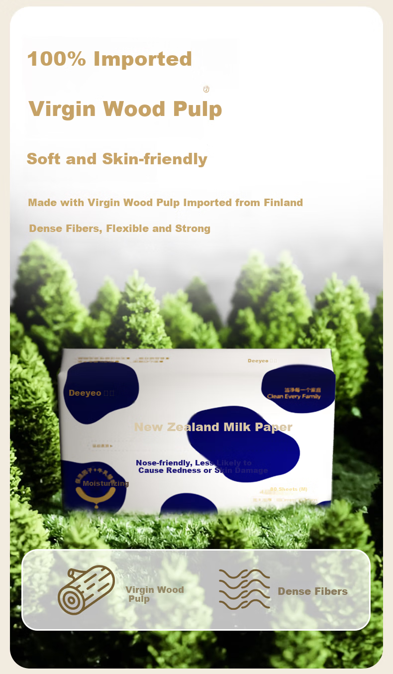 Deyou Ultra-Soft 4-Ply Milk Paper, 80 Sheets * 4 Packs, Suitable for Babies, Cloud-Soft Tissue, Cream Paper, Soft Tissues, M Size 8
