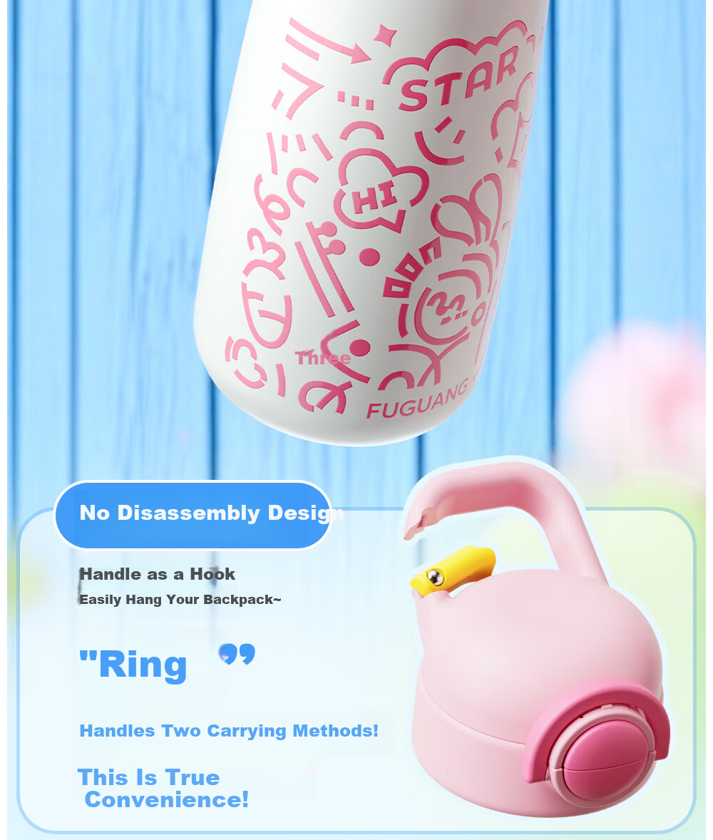 FGA Fugang Children's Insulated Bottle 316L Stainless Steel Large Capacity Straw Cup for Boys and Girls Students School Use 9
