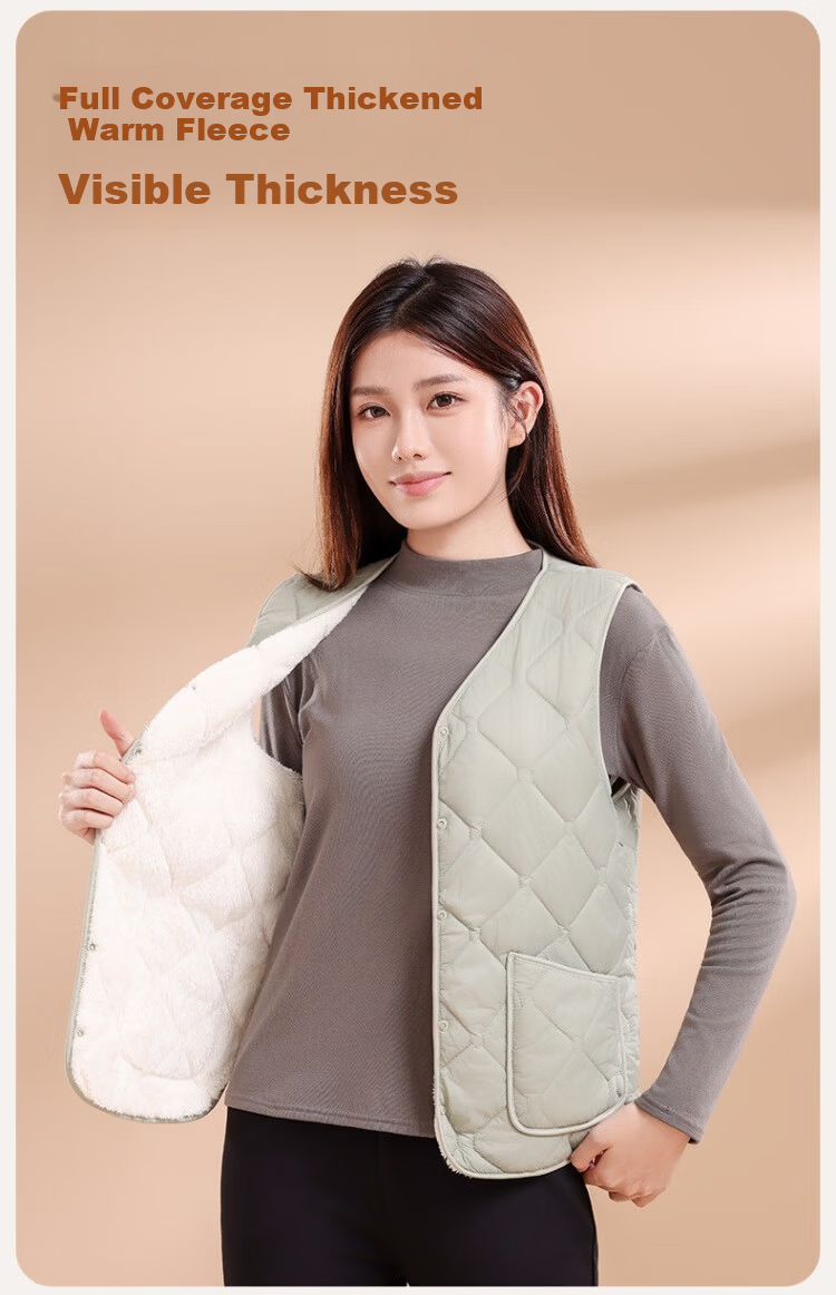 MiiOW [10A Antibacterial] Women's Wool Vest 2025 Autumn Winter Solid Color Sleeveless Warm Outerwear 4