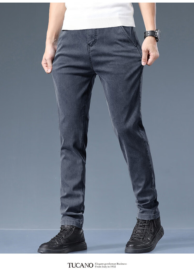 TUCANO Men's Casual Pants Spring Summer Business Loose Straight Trendy Versatile Long Pants Black 32 6
