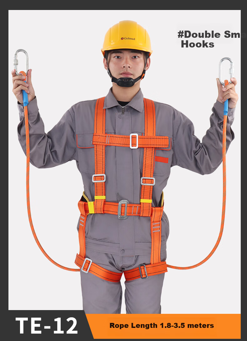 Gorm Five-Point Safety Harness National Standard Safety Rope Full-Body Double Hook TE Double Large Hook 1.8m for High-Altitude Work 23